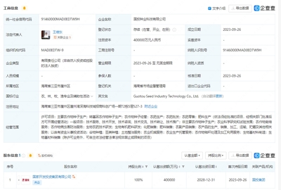 國投集團40億元成立種業(yè)科技公司